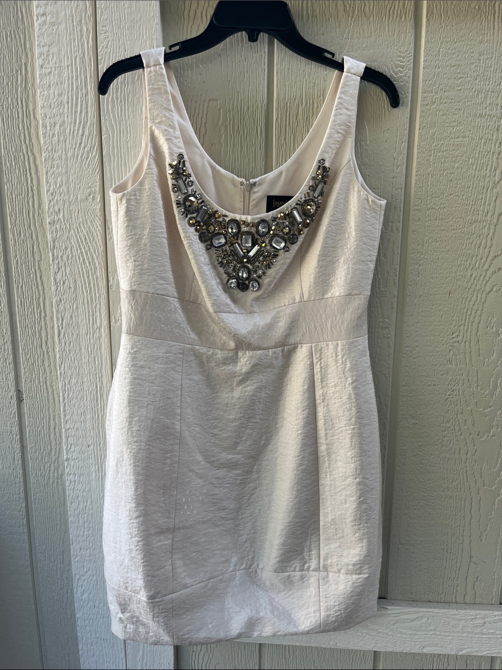 Laundry By Shelli Segal White Mini Dress with Silver Jewel Embellishment